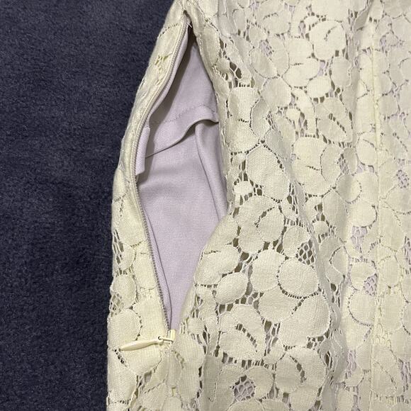 S. Oliver Womens Butter Yellow Lace Floral Blouse Size 6 Small Feminine Coquette - Picture 3 of 11